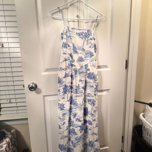 Blue and White Floral Maxi Dress